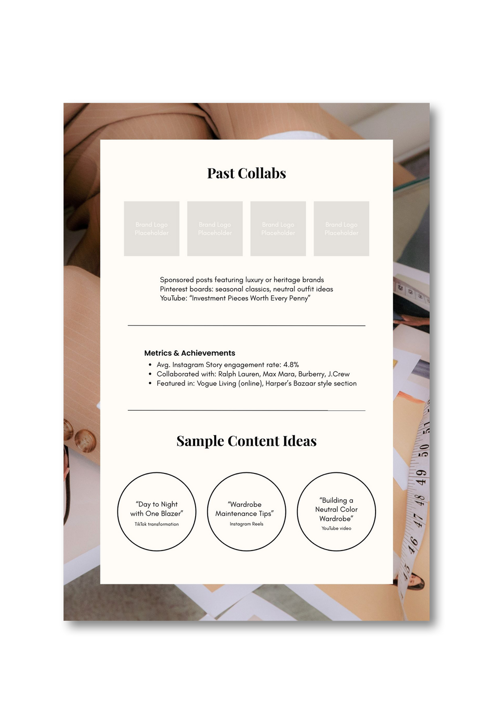 "Timeless Standard" – Classic Media Kit Template