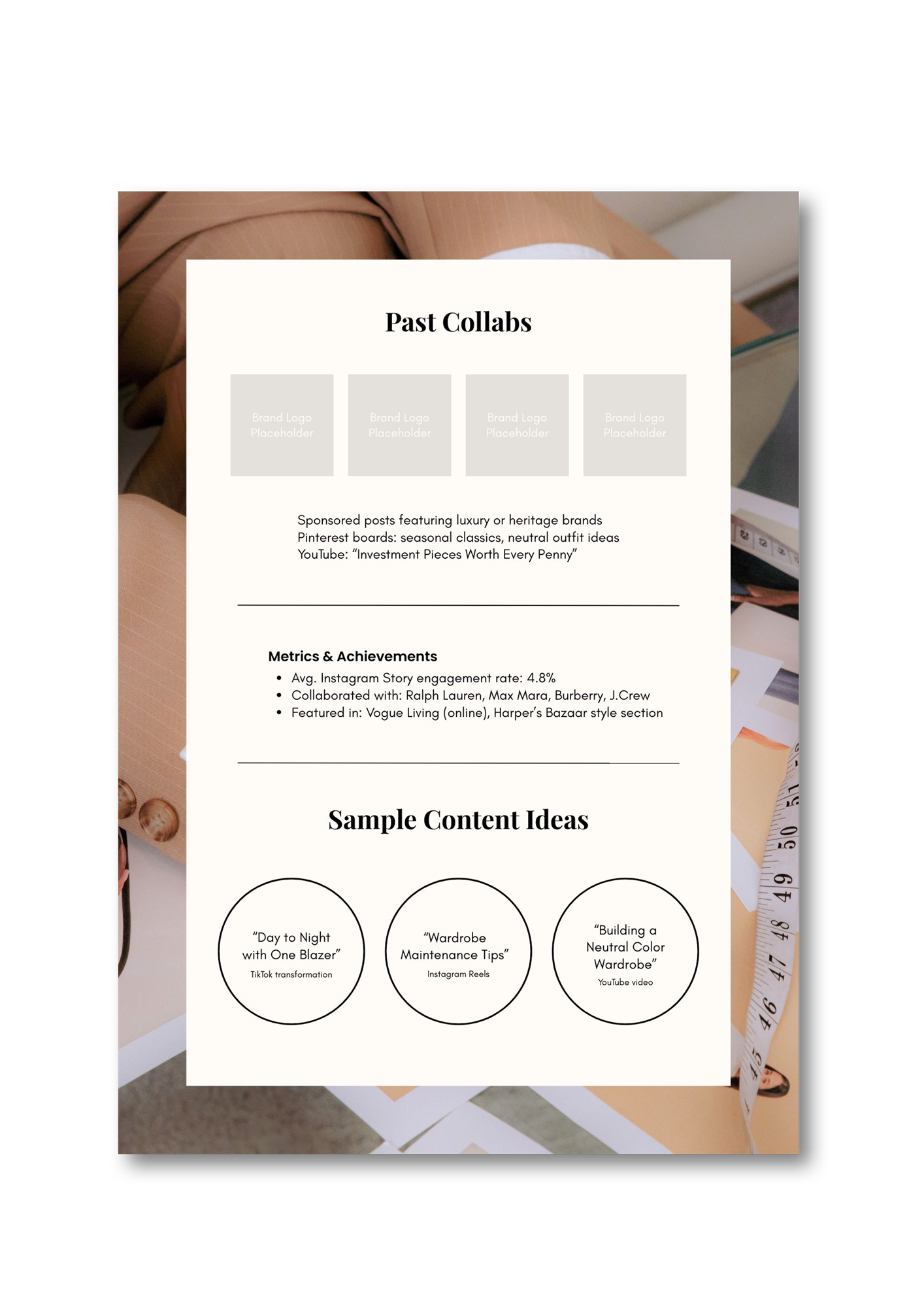 "Timeless Standard" – Classic Media Kit Template